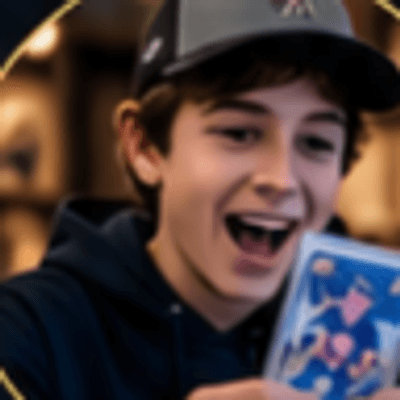 Collector - Happy boy holding card