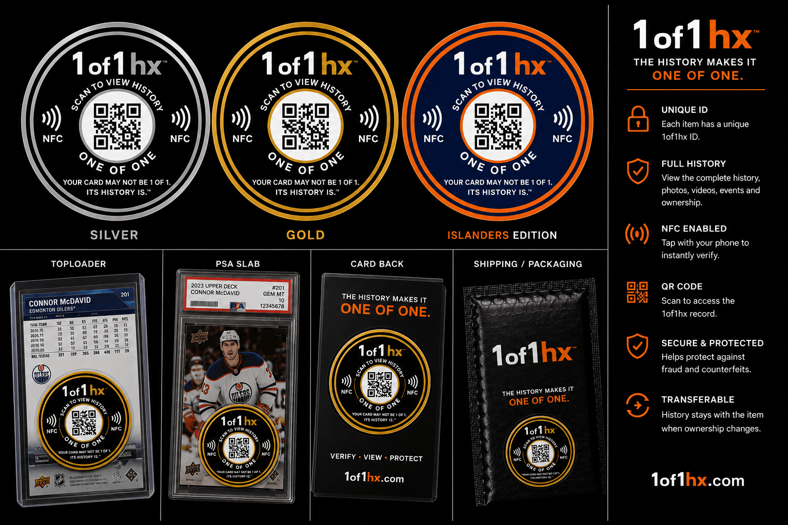 1of1hx Physical NFC and QR Concentric Hardware Stickers